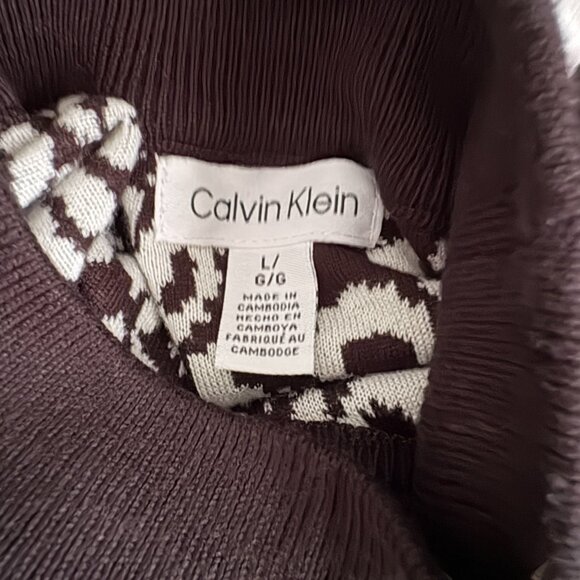 Calvin Klein Animal Print Sweater Mockneck Women Long Sleeves Large - Picture 4 of 6